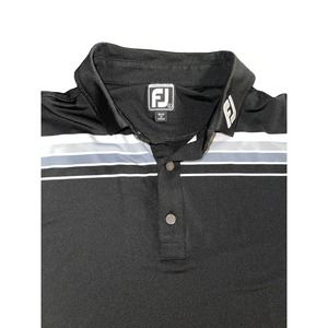 Footjoy Golf Polo Shirt Men’s Size: L Athletic Fit Black Striped